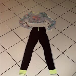 lululemon athletica Black Leggings with Neon Yellow Accents